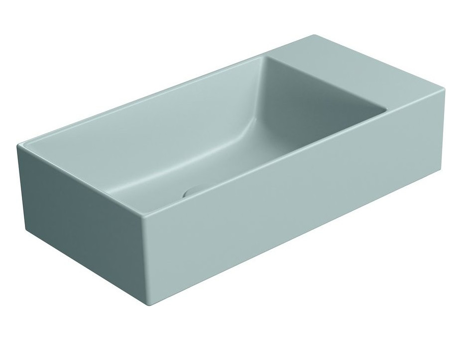 GSI KUBE X keramické umývadlo 50x25cm, bez otvoru, pravé/ľavé, ghiaccio mat 9486015