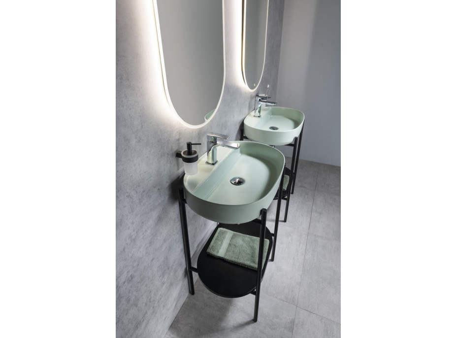 Isvea INFINITY OVAL keramické umývadlo na dosku, 60x40cm, zelená mint 10NF65060-2T
