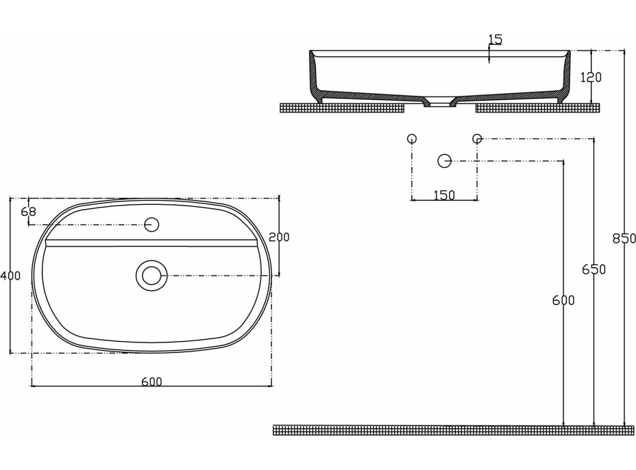 Isvea INFINITY OVAL keramické umývadlo na dosku, 60x40cm, zelená petrol 10NF65060-2P