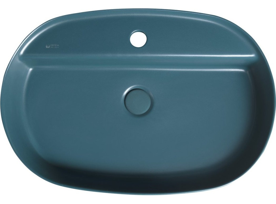 Isvea INFINITY OVAL keramické umývadlo na dosku, 60x40cm, zelená petrol 10NF65060-2P