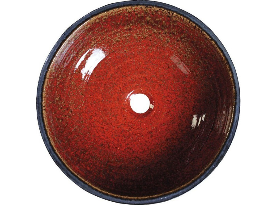 Sapho ATTILA keramické umývadlo, priemer 43cm, paradajková červeň / petrolejová DK007