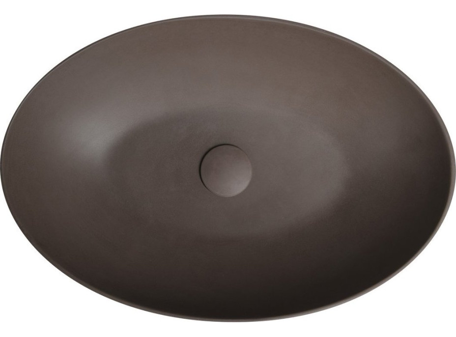Sapho FORMIGO betónové umývadlo na dosku, vrátane výpuste, 60x40cm, tmavo hnedá FG024