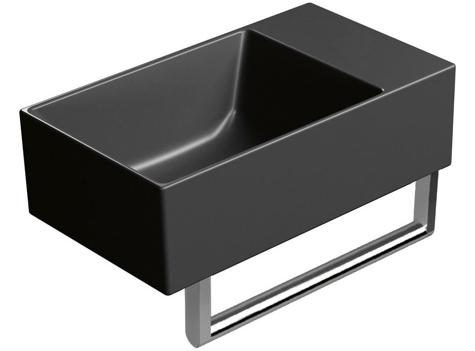 GSI KUBE X keramické umývadlo 40x23cm, bez otvoru, pravé/ľavé, čierna mat 9484026