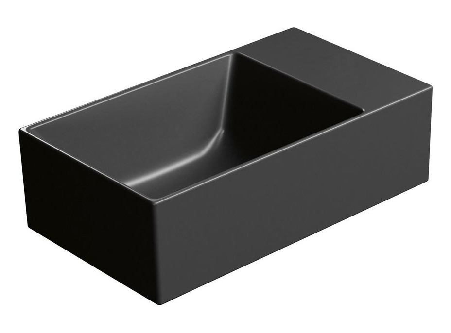 GSI KUBE X keramické umývadlo 40x23cm, bez otvoru, pravé/ľavé, čierna mat 9484026