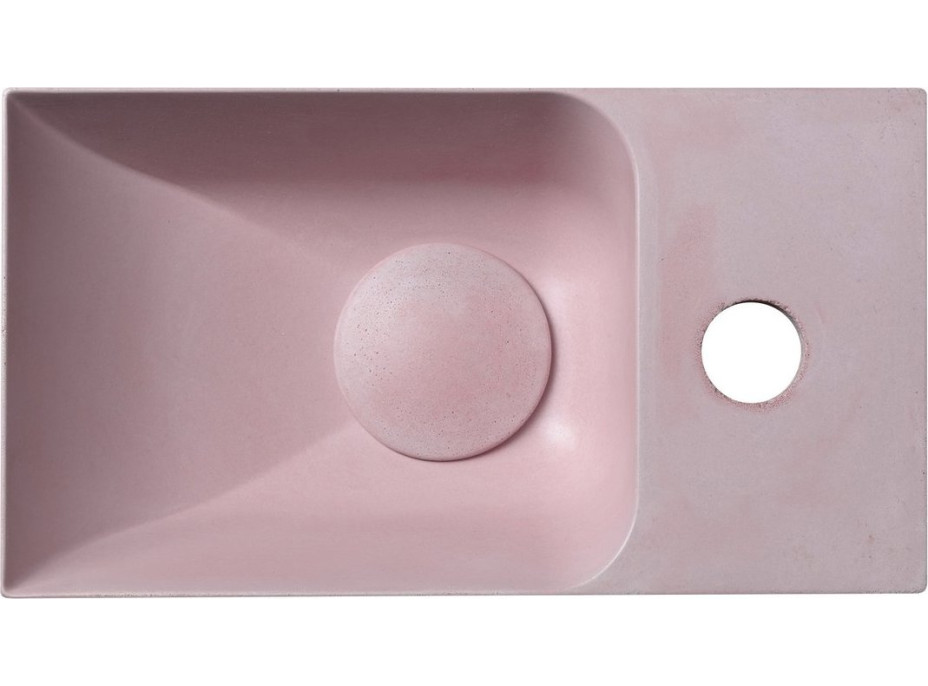 Sapho PICCOLINO betónové umývadlo 30, 8x17cm, batéria vpravo, ružová PK30521