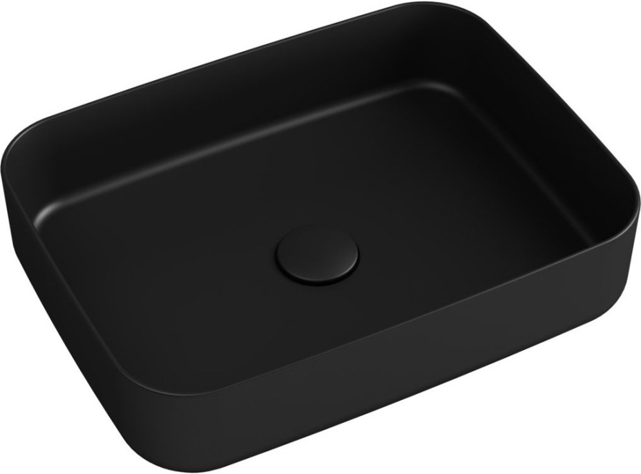 Isvea INFINITY RECTANGLE keramické umývadlo na dosku, 50x36cm, čierna mat 10NF65050-2N
