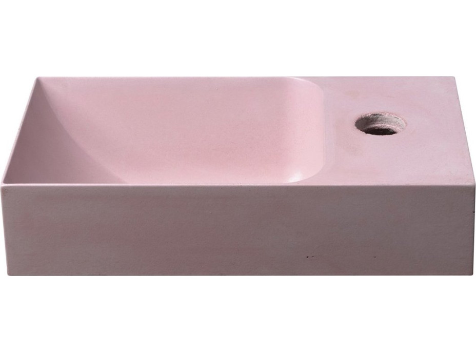 Sapho PICCOLINO betónové umývadlo 30, 8x17cm, batéria vpravo, ružová PK30521