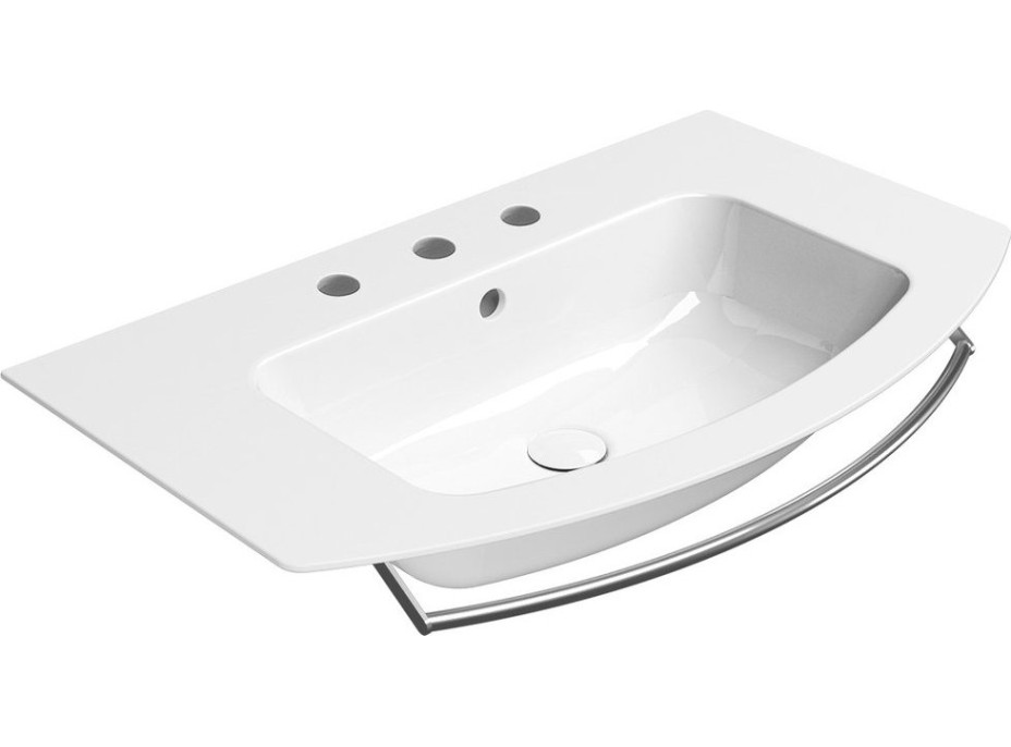 GSI PURA keramické umývadlo Slim oblé 82x49cm, brúsená spodná hrana, 3 otvory, biela ExtraGlaze 88269311