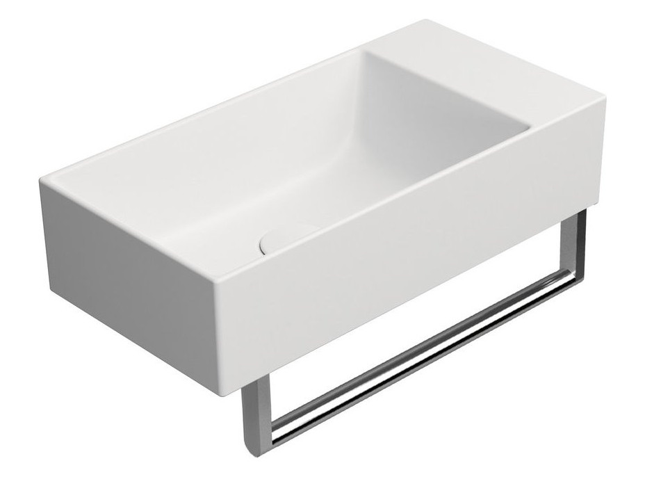 GSI KUBE X keramické umývadlo 50x25cm, bez otvoru, pravé/ľavé, biela mat 9486009