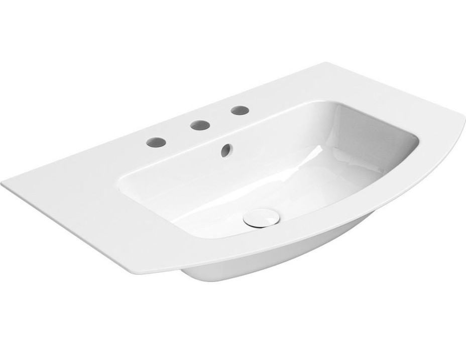 GSI PURA keramické umývadlo Slim oblé 82x49cm, brúsená spodná hrana, 3 otvory, biela ExtraGlaze 88269311