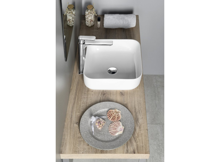 Sapho PRATA keramické umývadlo na dosku, 39, 5x39, 5 cm, biela AR423