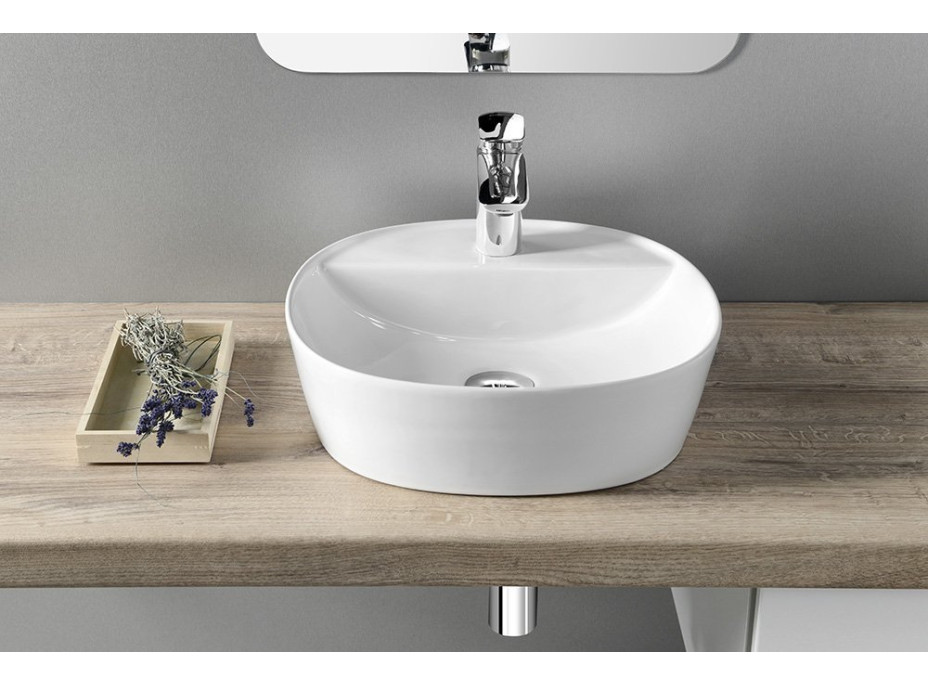 Sapho LUGANO keramické umývadlo na dosku, Ø 40 cm, biela AR491