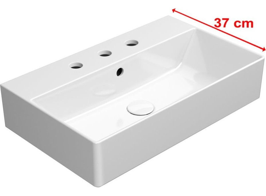 GSI KUBE X keramické umývadlo 60x37cm, brúsená spodná hrana, 3 otvory, biela ExtraGlaze 94549311