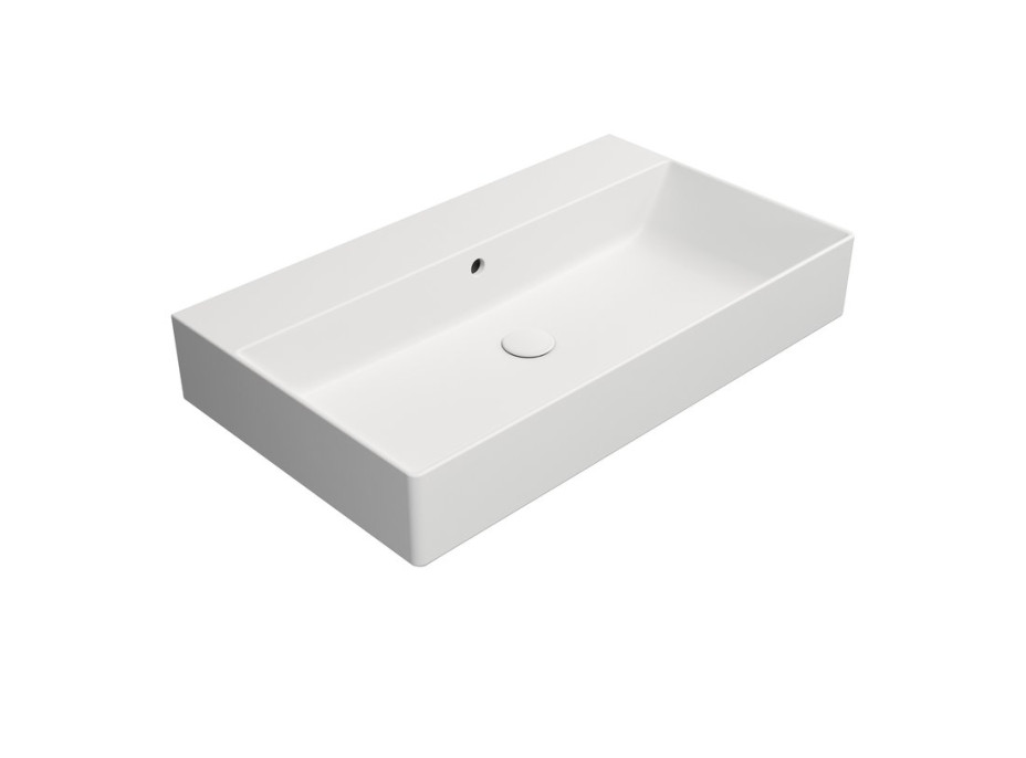 GSI KUBE X keramické umývadlo 80x47cm, brúsená spodná hrana, bez otvoru, biela mat 94229009