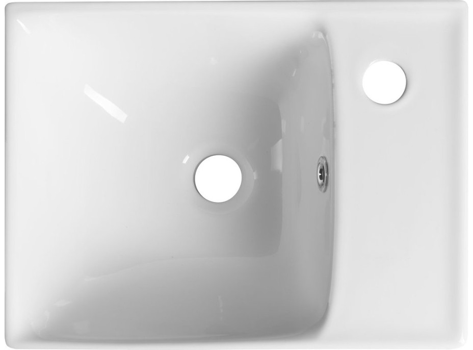 Sapho NUALI keramické umývadlo 40x30cm, batéria vpravo, biela TU0128