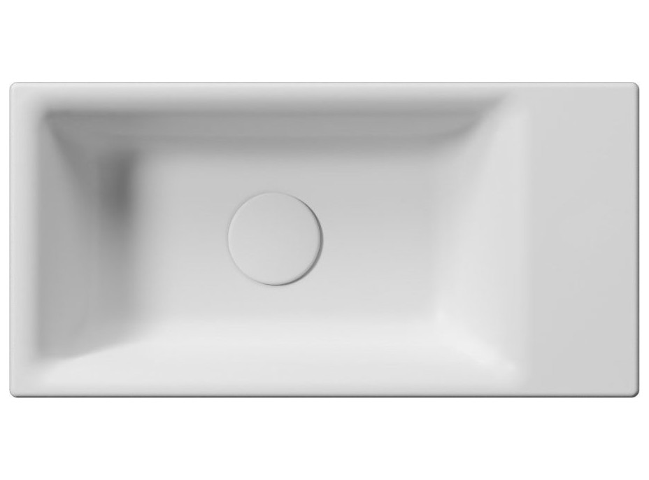 GSI NUBES keramické umývadlo 50x25cm, brúsená spodná hrana, bez otvoru, pravé/ľavé, biela mat 96379009