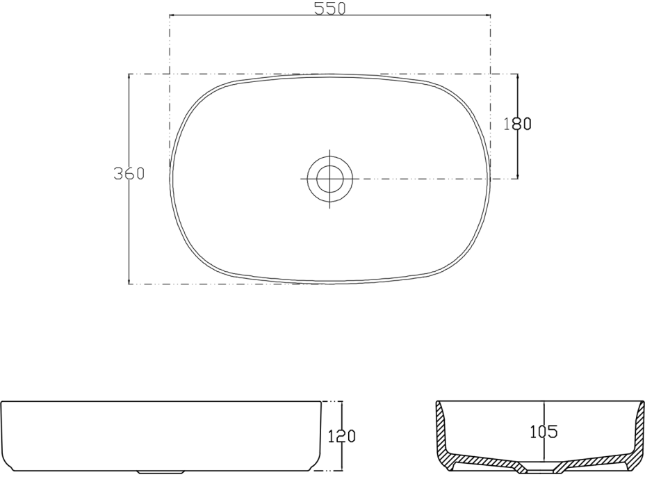 Isvea INFINITY OVAL keramické umývadlo na dosku, 55x36cm, biela mat 10NF65055-2L