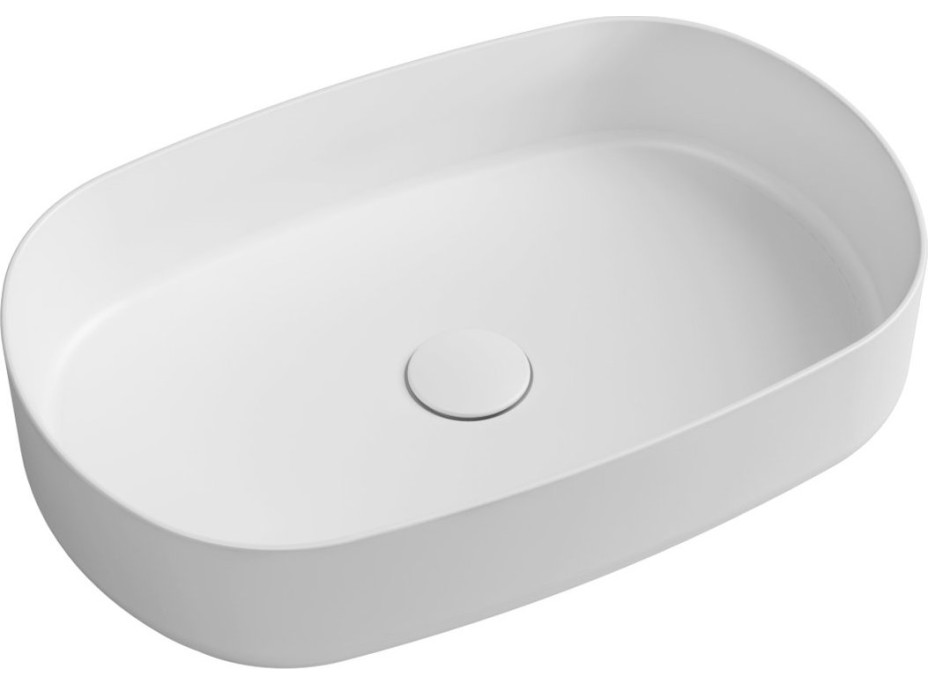 Isvea INFINITY OVAL keramické umývadlo na dosku, 55x36cm, biela mat 10NF65055-2L