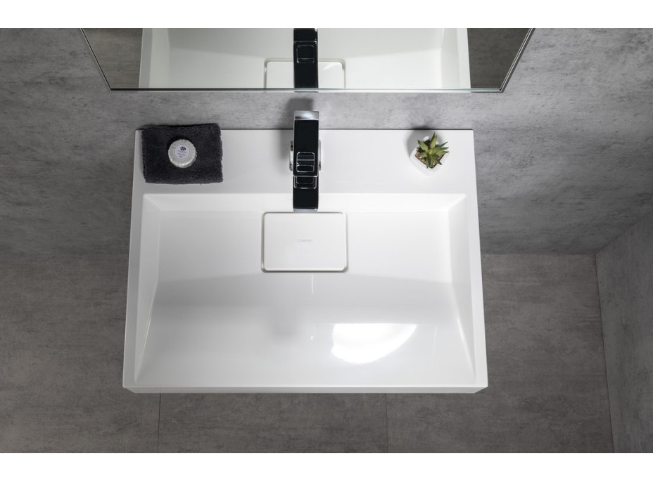 Sapho AMUR umývadlo, liaty mramor, 60x45cm, kryt výpuste, biela 55030