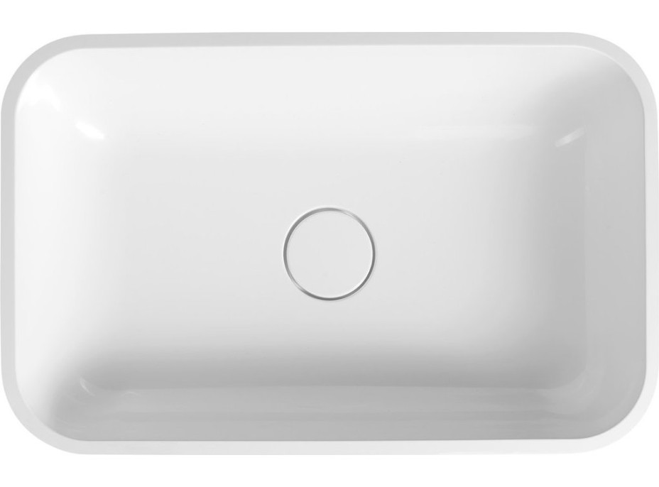 Sapho MENAR umývadlo na dosku, liaty mramor, 60x38cm, kryt výpuste, biela ME600