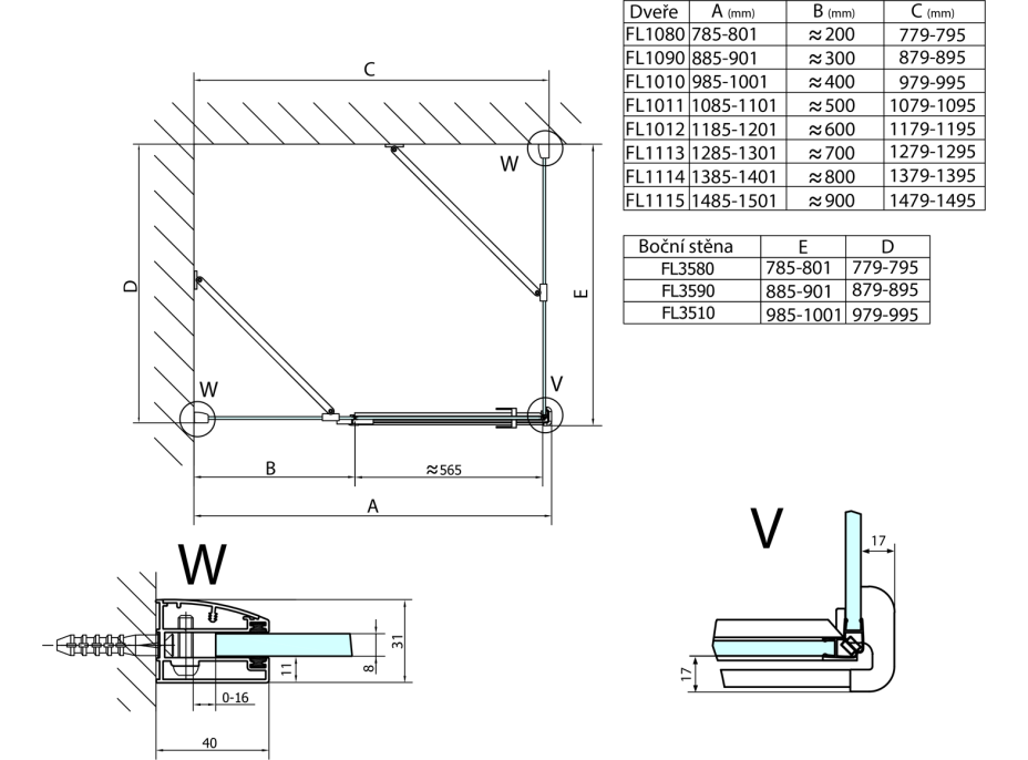 Polysan FORTIS LINE obdĺžnikový sprchovací kút 1200x1000 mm, L variant FL1012LFL3510