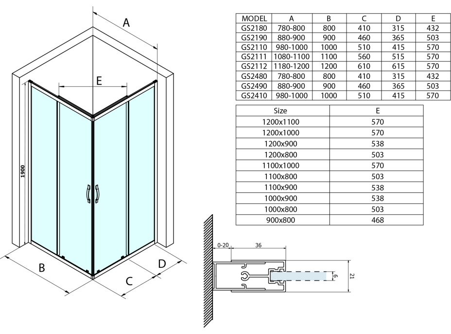 Gelco SIGMA SIMPLY obdĺžnikový sprchovací kút 1000x900 mm, L/P variant, rohový vstup, číre sklo GS2110GS2190