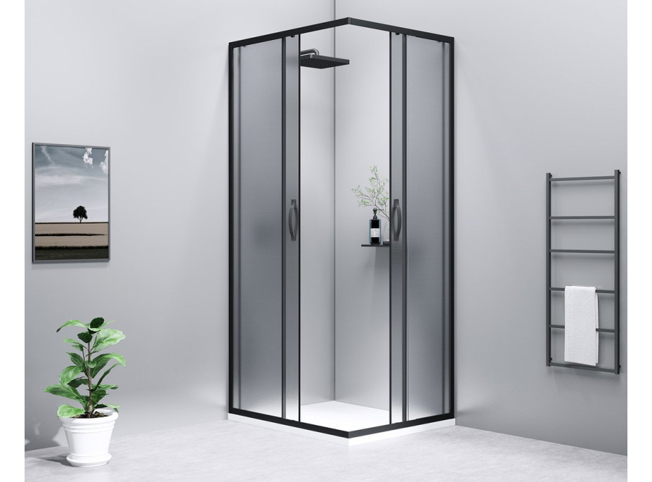 Gelco SIGMA SIMPLY BLACK štvorcový sprchovací kút 1000x1000 mm, rohový vstup, Brick sklo GS2410B-01