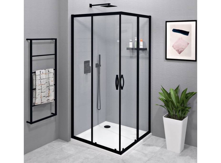 Gelco SIGMA SIMPLY BLACK štvorcový sprchovací kút 800x800 mm, rohový vstup, číre sklo GS2180BGS2180B