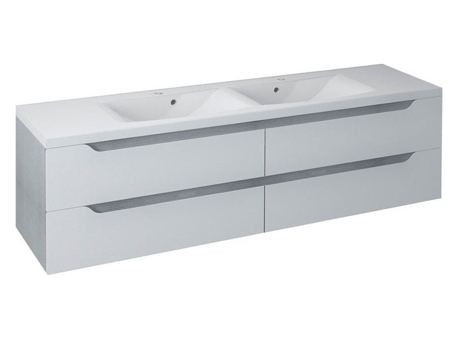Sapho WAVE dvojumývadlová skrinka 179, 7x50x47, 8cm, biela/dub strieborný WA180-3011
