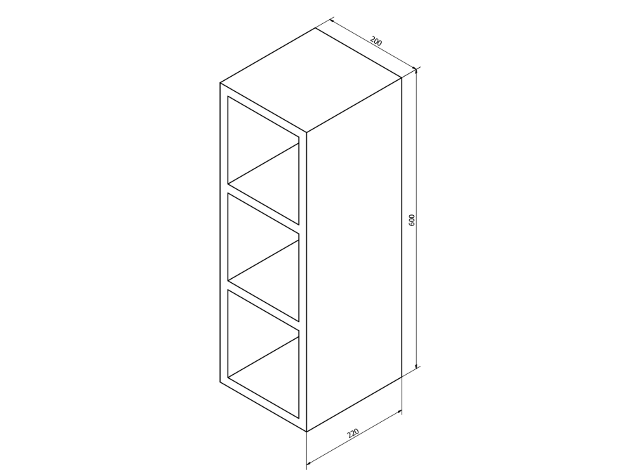 Sapho ESPACE otvorená policová skrinka 20x60x22cm, borovica rustik ESC140-1616