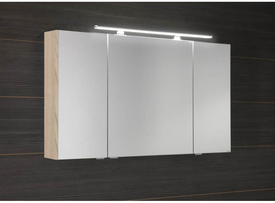 Sapho MIRRÓ galerka s LED osvetlením, 3x dvierka, 120x70x16cm, brest bardini MC121-0013
