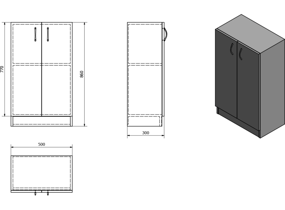 Aqualine SIMPLEX ECO nízka skrinka 50x86x30cm SIME540