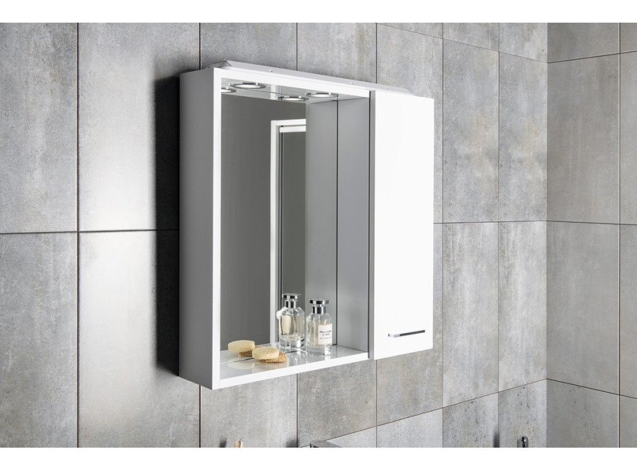 Aqualine ZOJA/KERAMIA FRESH galerka s LED osvetlením, 60x60x14cm, pravá, biela 45022