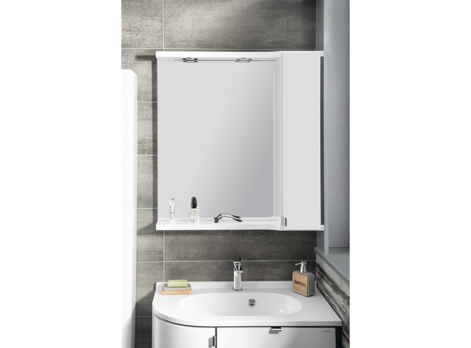 Sapho PULSE galerka s LED osvetlením, 75x80x17cm, pravá, biela/antracit PU078-3034