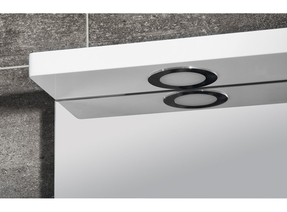 Sapho PULSE galerka s LED osvetlením, 75x80x17cm, pravá, biela/antracit PU078-3034