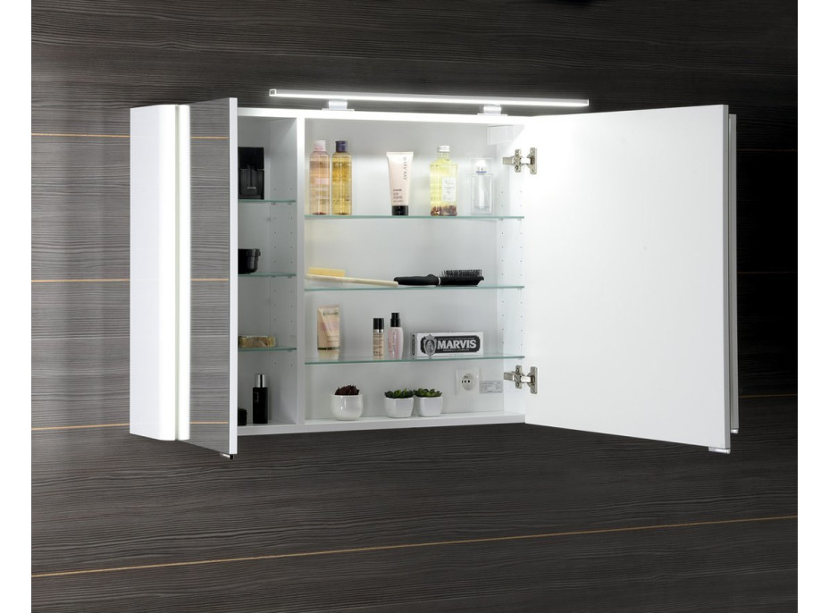 Sapho LUCIE galerka s LED osvetlením, 126x70x17cm, biela LU125-0030