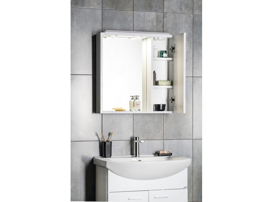 Aqualine ZOJA/KERAMIA FRESH galerka s LED osvetlením, 60x60x14cm, pravá, biela 45022