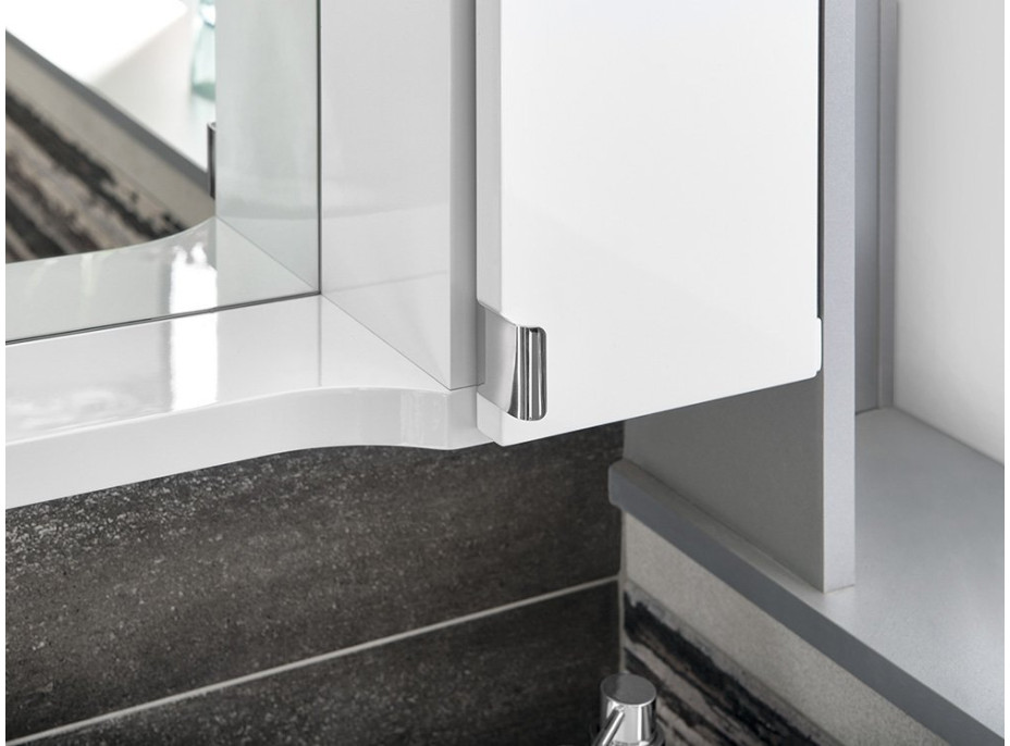 Sapho PULSE galerka s LED osvetlením, 75x80x17cm, pravá, biela/antracit PU078-3034