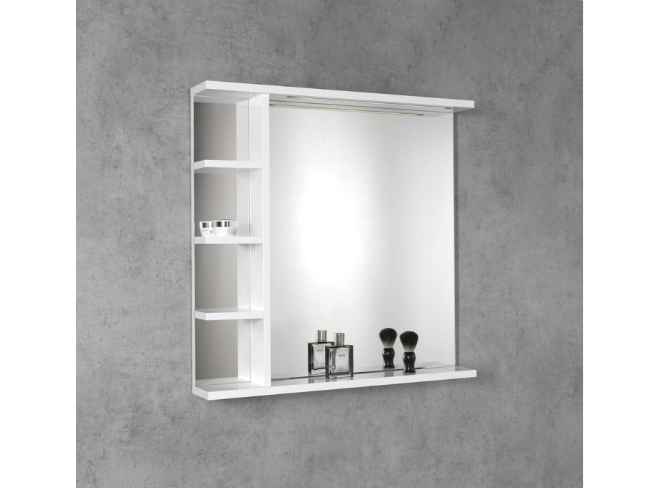 Aqualine KORIN zrkadlo s LED osvetlením a policami 70x70x12cm KO360S