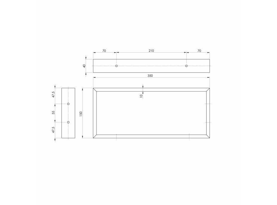 Sapho Podperná konzola 350x150x40mm, lakovaná oceľ, zlato mat, 1 ks 30366