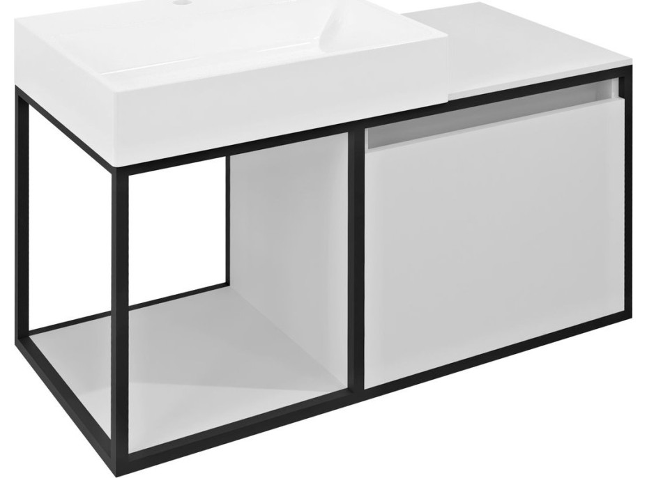 Sapho SKARA umývadlová skrinka 100x49, 5x46, 5cm, čierna mat/biela mat CG004-3131