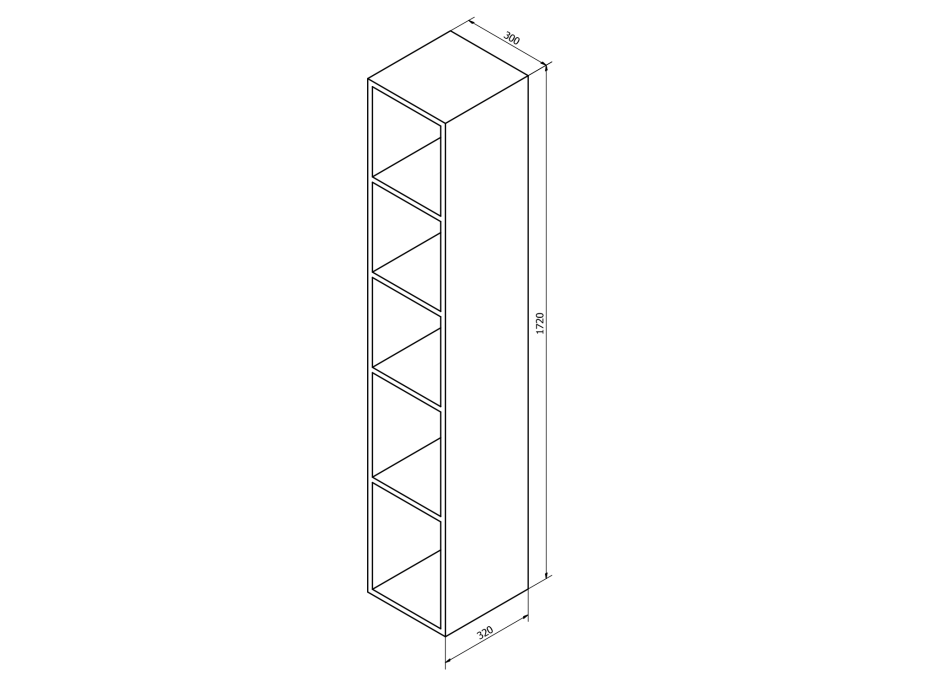 Sapho ESPACE otvorená policová skrinka 30x172x32cm, brest bardini ESC160-1313