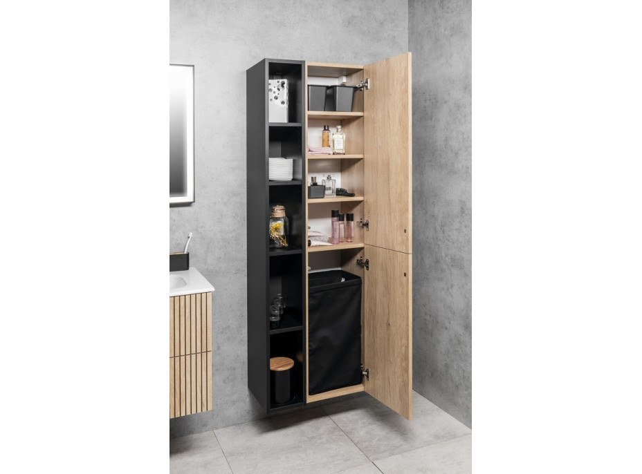 Sapho Bielizňový kôš do skrine 310x570x230mm, suchý zips, čierna UPE600B