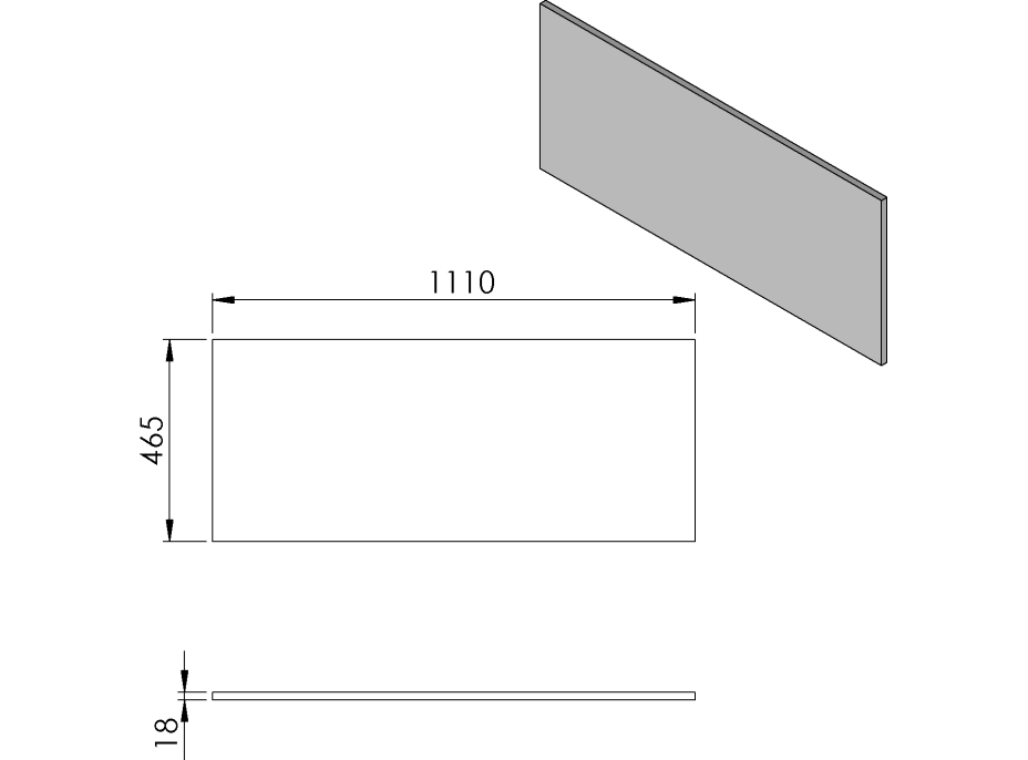 Sapho CIRASA doska DTDL 111x1,8x46,5cm, dub strieborný CR111-1111