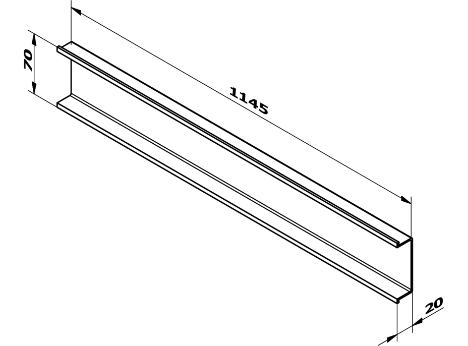 Sapho CHANEL dekoračná lišta medzi zásuvky 1145x70x20 mm, čierna mat DT121