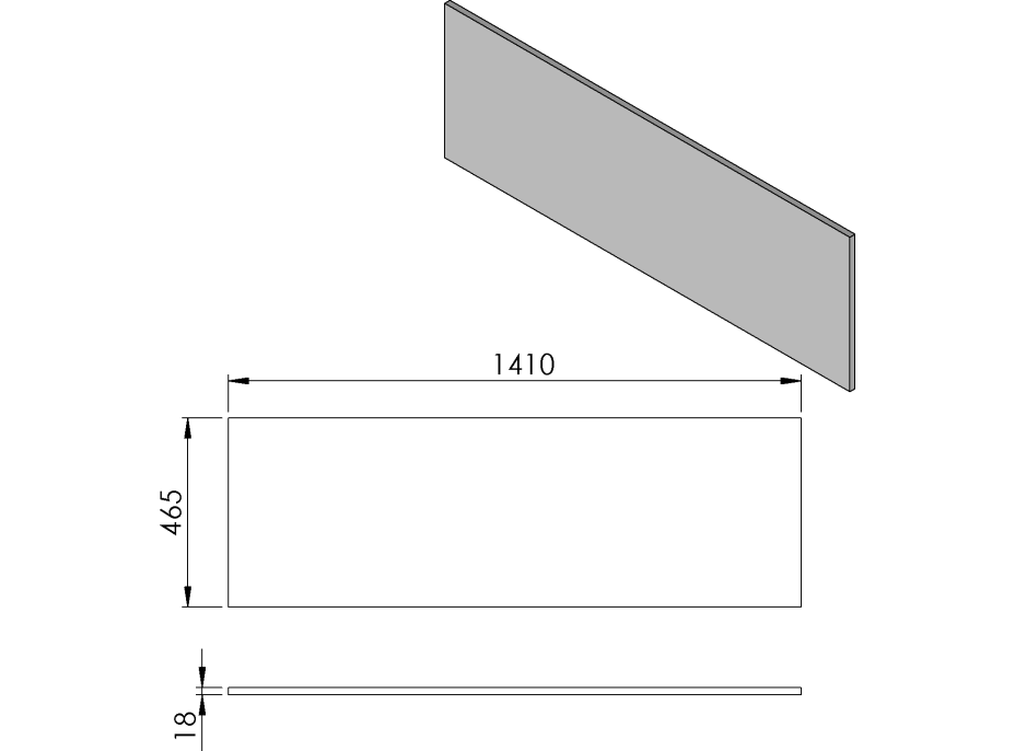 Sapho CIRASA doska DTDL 141x1, 8x46, 5cm, dub strieborný CR141-1111