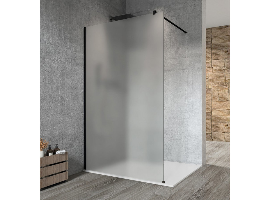 Gelco VARIO BLACK jednodielna sprchová zástena na inštaláciu k stene, matné sklo, 800 mm GX1480GX1014