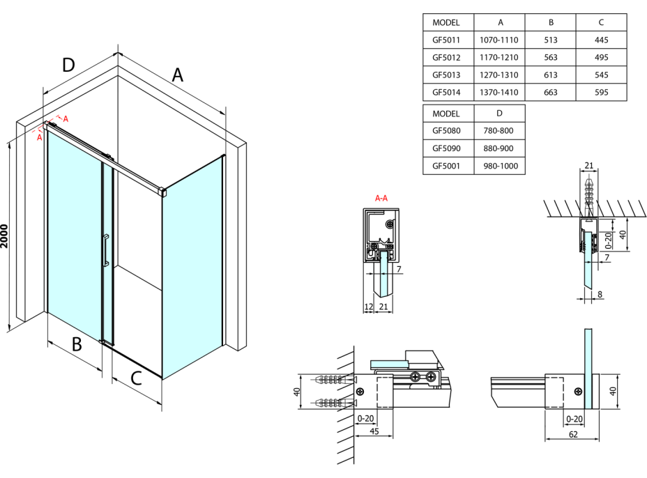 Gelco Fondura obdĺžnikový sprchovací kút 1100x900mm L/P varianta GF5011GF5090