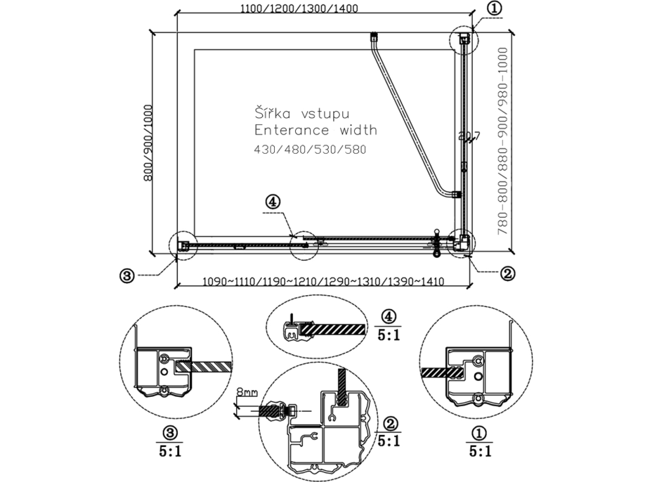 Gelco ANTIQUE obdĺžnikový sprchovací kút, 1200x900 mm, L/R varianta GQ4212CGQ5690C