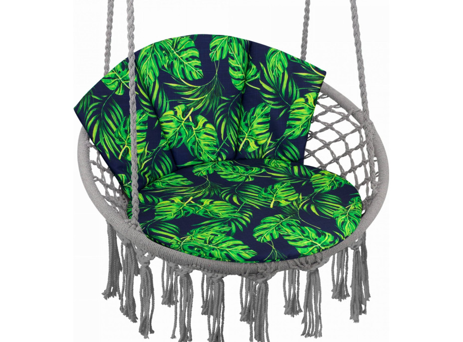 Vodeodolný vankúš do závesného kresla LUNA BIZU 60x100 cm - Monstera - tmavo modrý